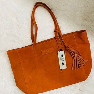 M.I.L.A. suede handbag, never used, tags still attached